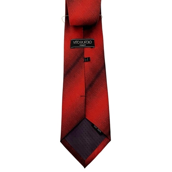 NWT Vito Rufolo Italy Men's Neck Tie Red Black Silk 58 in. Office Work Career - Picture 5 of 5